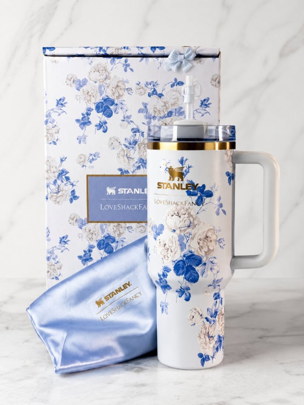 Stanley LoveShackFancy 40oz Quencher FlowState Tumbler Rosa Beaux Blue New